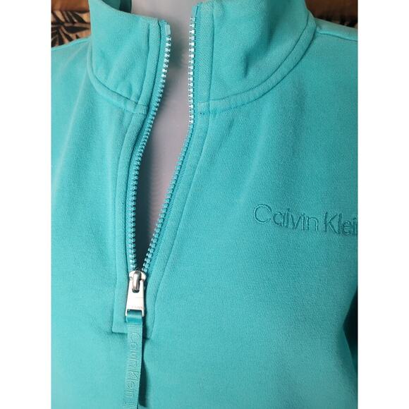 Calvin Klein Women Crop Blue Active Long Sleeve Sweatshirt Sz S - Picture 3 of 5